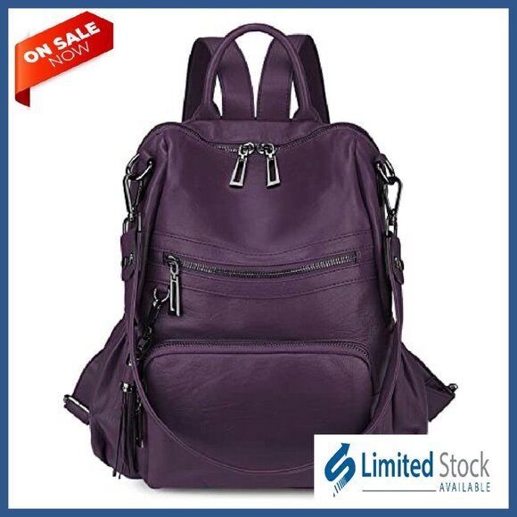 Vegan Leather Convertible Backpack Purse with Tassel, Laptop & Travel Ready main image 5